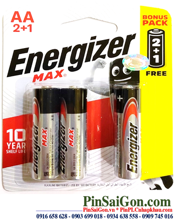 Pin Energizer E91 BP3; Pin AA 1.5v Alkaline Energizer E91-BP3, Made in Singapore| Vỉ 3viên